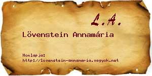 Lövenstein Annamária névjegykártya